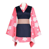 Demon Slayer Cosplay Kamado Tanjiro Sister Kanao Tsuyuri Short Kimono Costume for Stage Performance - Halloweez